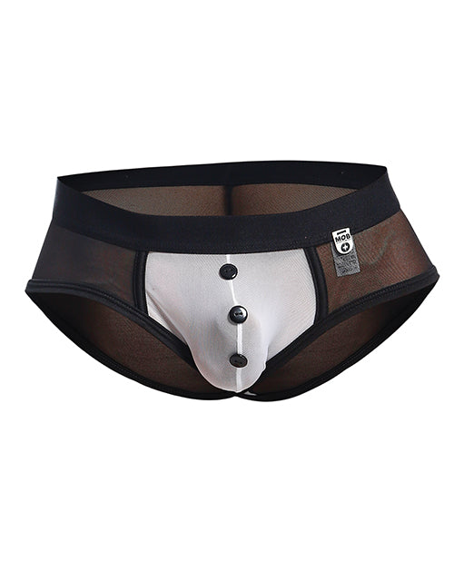 Male Basics MOB Maitre D Brief, Bow & French Cuffs Black/White- Men's Lingerie