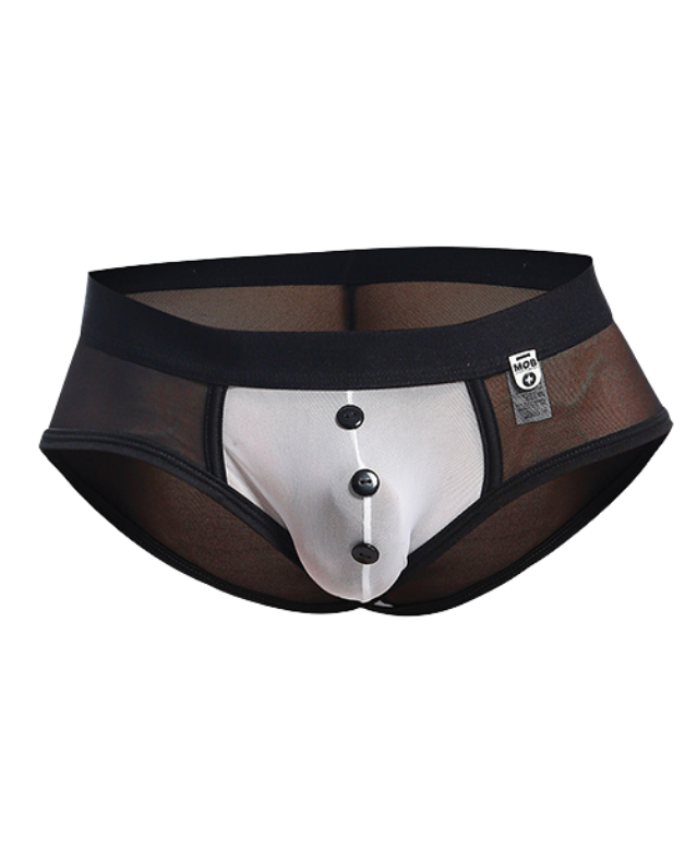 Male Basics MOB Maitre D Brief, Bow & French Cuffs Black/White- Men's Lingerie